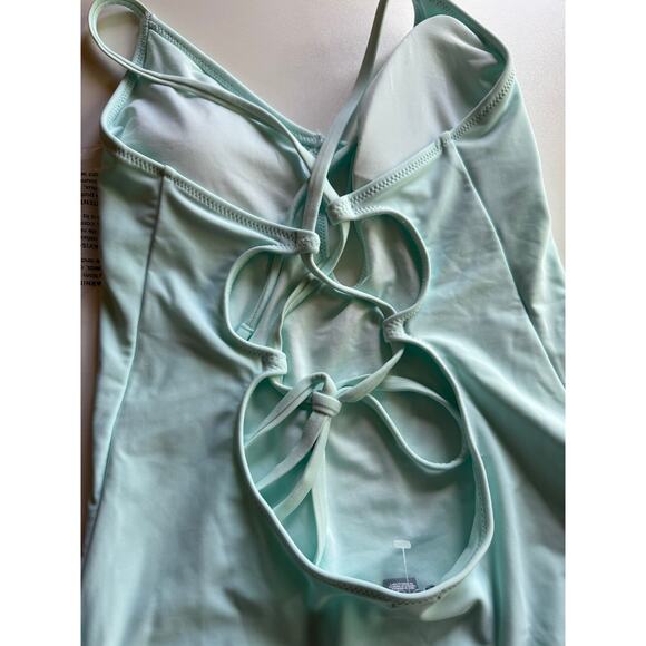 Aerie One Piece Swimsuit Seafoam Light Blue Keyhole Front Strappy Back Sz Medium - Picture 6 of 8